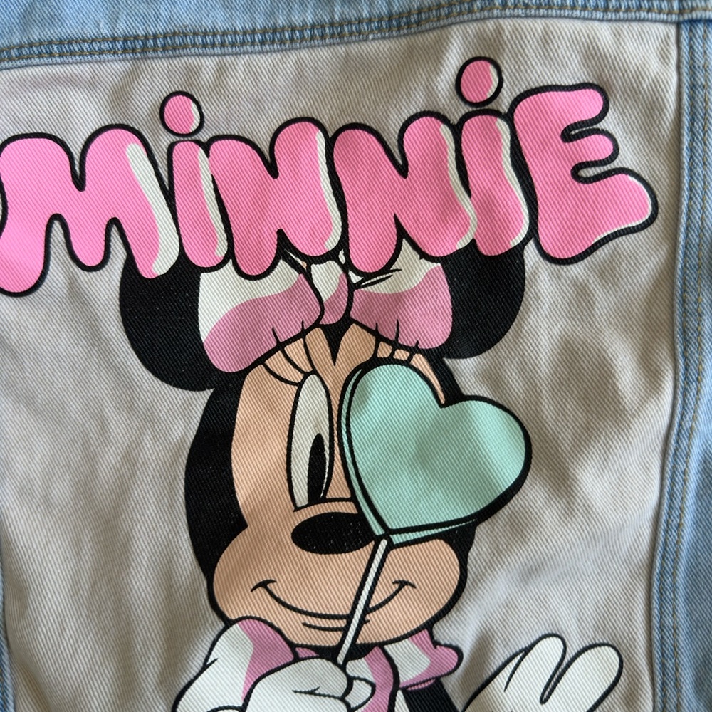 Minnie Mouse Denim Jacket with Pink and Mint Accents